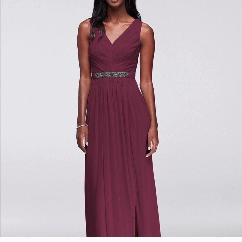 Wine burgundy maroon bridesmaid dress